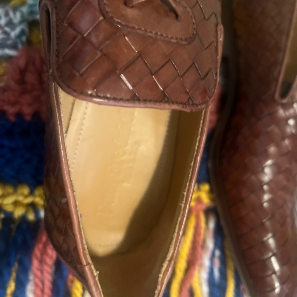 Men Brown Woven Leather Loafers with Tassels size 8 1/2 - Picture 11 of 16